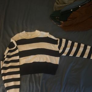 Navy and white stripped turtle neck sweater